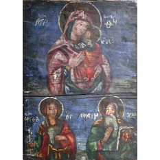 Icoana lemn (Scoala romaneasca) - Maica Domnului cu Pruncul (SecXIX)